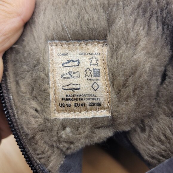 Taos Combo Leather Boot Faux Fur Lining Snap Buckle Side Zip Brown Women's 10 - Picture 8 of 11